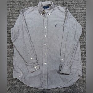 Ralph Lauren - Blake Shirt Mens Med, Navy White Houndstooth Button Down (A1/025)